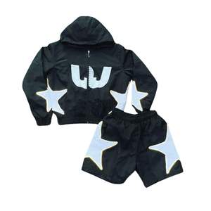 Conjuntos personalizados de dos piezas para hombre, chándal holgado de gran tamaño con hombros caídos, Sudadera con capucha y pantalones de chándal, precio de diseño impreso - Product Image 4