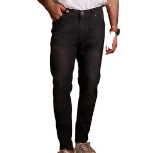 Nuevo fabricante personalizado Loose Fit Diseño transpirable Lavado ácido Negro Liso Hombres Pantalones de mezclilla Jeans Peso pesado Patrón sólido - Product Image 1