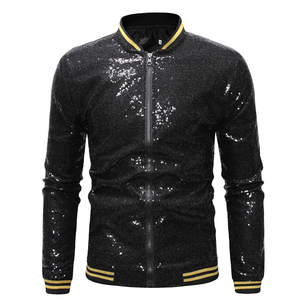 Top Fashion Sequin Hommes Vestes Casual Vente Chaude Veste Pour Homme Meilleur Prix Solide Couleur Hiver Mode Sequin Homme Vestes - Product Image 3