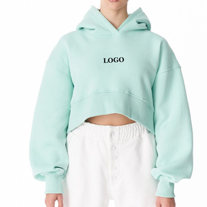 Sudadera con Capucha de Forro Polar de Diseño Moderno, Estilo Holgado Informal, Marca OEM, Sudadera Corta de Forro Polar Grueso con Hombros Caídos, Ropa de Calle Acogedora para Invierno - Product Image 1