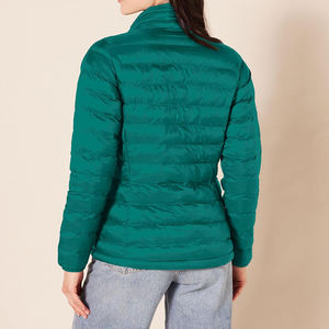 Veste matelassée légère pour femme, col montant, manteau d'hiver chaud, vêtement d'extérieur rembourré, veste élégante vert sarcelle avec fermeture éclair intégrale - Product Image 6