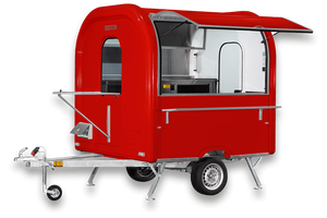 <b>Red</b> Capsule Style Mobile Food Truck Aluminum & Fiberglass Frame Triple Axle Insulated Compartments Outdoor Use Candy - Product Image 6