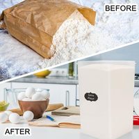 Lot de 2 contenants de stockage pour farine et sucre de 6,5 L, boîtes de rangement de grande capacité en plastique de 5,9 QT avec étiquettes, ensemble de cuillères doseuses