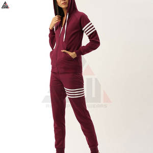 Nuevo Conjunto Deportivo Informal de Invierno de Primera Calidad para Mujer, de Forro Polar Sólido, 100% Algodón, Sudadera con Capucha y Pantalones Jogger, Personalizable - Product Image 4