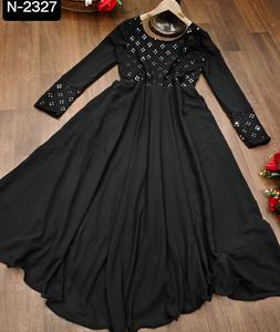 ชุดกาวน์ปักลาย Georgette Anarkali แขนยาวผ้าเรยอนสำหรับผู้หญิงชุดอินเดียปากีสถาน - Product Image 1