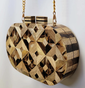 Pochette en bois artisanale écologique pour femmes, élégante, imperméable, RFID, sac de soirée portable, mode estivale - Product Image 1