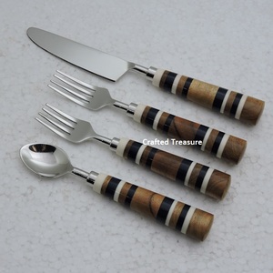 Juego de cubiertos de plata de acero con espejo de diseño Popular en mango de resina para el hogar y la boda, juegos de cubiertos para comer - Product Image 3