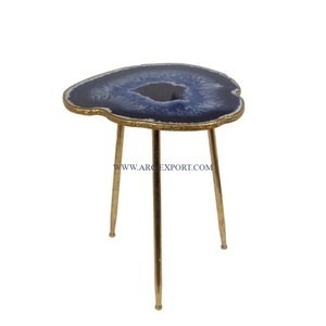 Table de centre classique en métal poli doré pour la maison Table d'appoint de salon et de salle à manger Table d'appoint de grande taille en marbre pour meubles - Product Image 6