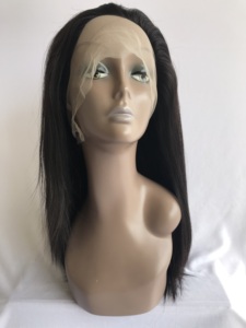 Venta al por mayor 100% Virgen crudo indio templo pelo de alta calidad Natural recto Peluca de encaje completo para las mujeres negras 18 'vendedor indio - Product Image 2