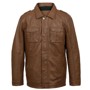 เสื้อแจ็คเก็ตบอมเบอร์หนังแท้สำหรับผู้ชาย ฤดูหนาว ดีไซน์สตรีทแฟชั่น ออกแบบโลโก้ด้านหน้า กันน้ำ กันลม ระบายอากาศ ผลิตในปากีสถาน - Product Image 6