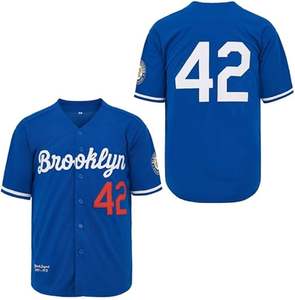 Maillots de baseball brodés Hip Hop pour hommes chemises à manches courtes maillot de baseball à boutons complets respirant fabriqué au Pakistan - Product Image 4