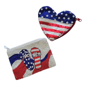 Bolsa de monedas americana con cuentas, Mini cremallera, Mini bordado de punto de cruz, manualidades de costura para Navidad que contienen monedas - Product Image 2