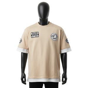 Camiseta de algodón premium de doble capa para hombre, con dobladillo blanco, logotipo termotransferible, estilo streetwear, 100% algodón, corte holgado, estampada. - Product Image 1