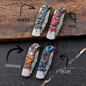 Couteau de poche EDC pliant en acier Damas inoxydable avec verrouillage arrière, vente en gros OEM, 58HRC, manche G10, fournisseur B2B - Product Image 5