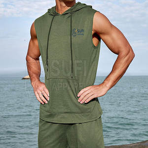 New Trendy <b>Men's</b> <b>Sleeveless</b> Hoodie Solid Pattern Autumn Casual Cotton Breathable Quick Dry Best Sale - Product Image 5