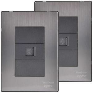 Plaque murale pour ligne téléphonique, MXIUT-002, 2 pièces, prise téléphonique, RJ11 CAT3, argent/Oxford, acier inoxydable/PC. - Product Image 1