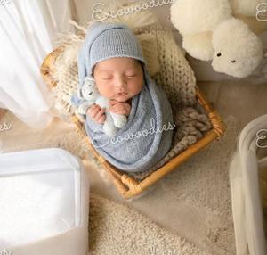 Cesta de mimbre tejida Vintage bonita estética rústica hecha a mano para accesorios de fotografía recién nacidos accesorios de estudio elegantes y funcionales - Product Image 1