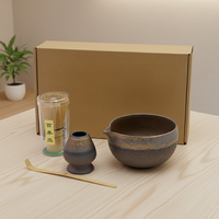 Ensemble de matcha en céramique de qualité supérieure 3460884Set, nouveau design style Japandi, résistant à la chaleur, avec fouet et cuillère pour un usage quotidien