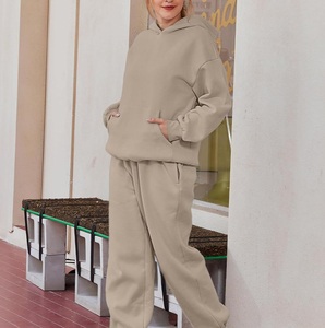 Women's Regular Fit 2-Piece Streetwear <b>Fleece</b> Activewear Set Half Zip Sweatshirt Wide Leg <b>Trousers</b> Long Sleeve Pullover - Product Image 4