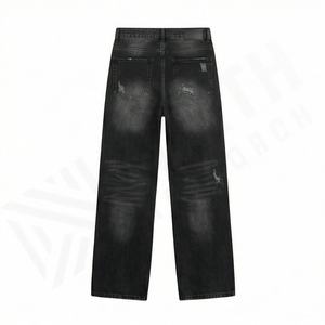 <b>Men's</b> High <b>Waist</b> Jeans Wide Leg Fashion Pants Stitching Design New Simple Style Denim <b>Trousers</b> Plus Size High Street Premium - Product Image 2
