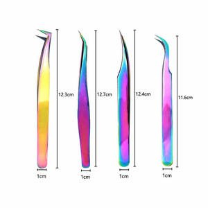 Pince à épiler d'extension de cils en acier inoxydable personnalisée professionnelle pince à épiler antistatique en or - Product Image 5