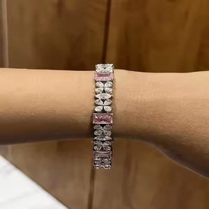 Pulsera de tenis con diamantes de corte esmeralda y pera de plata esterlina certificada IGI para mujeres y niñas - Product Image 4
