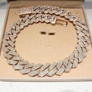 Cadena Cubana de Lujo para Hombre, Plata de Ley 925, Oro Rosa de 14k, Moissanita VVS, Diamantes Incrustados, Estilo Hip Hop, Joyería Fina - Product Image 1