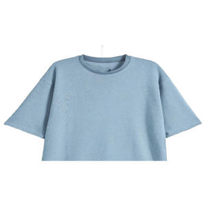 Camiseta Larga de Manga Media con Cuello Redondo para Mujer, Talla Grande, 100% Algodón Orgánico, Transpirable y Ecológica, Azul Informal - Product Image 2