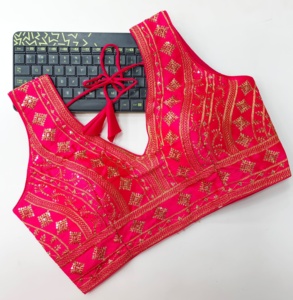 Material moderno Fentam Hevi Blusa de seda Strach Listo para la blusa Tiene un patrón abierto Froent y hermoso nudo de verano - Product Image 5