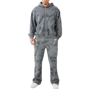 Chándales OEM de algodón con cremallera para hombre, traje de sudor, pantalón estampado por sublimación, chándal de gran tamaño para hombre, conjuntos de dos piezas para correr con estilo - Product Image 1