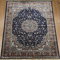 Tapis de haute qualité de style persan traditionnel, noué à la main, fabriqué à la machine, en laine/coton, écologique, antidérapant, lavable, à motif floral