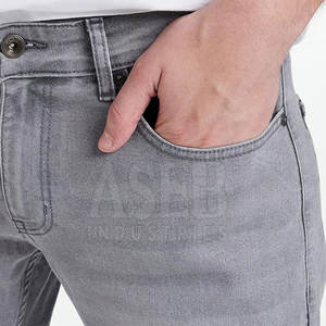 Haute qualité confortable hommes droit coton jean dernière conception bouton braguette Style décontracté respirant séchage rapide OEM Service vente - Product Image 4