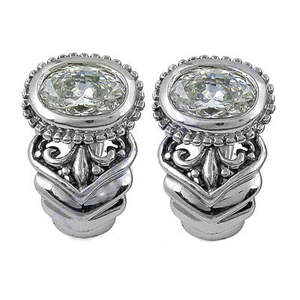 Boucles d'oreilles élégantes en argent pour femmes, cristal de zircone cubique de coupe ovale, bijoux élégants - Product Image 3
