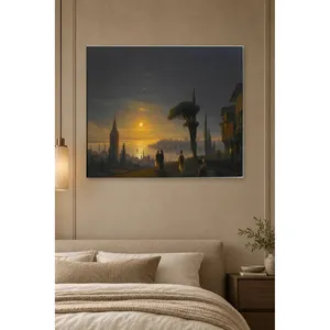 Impression sur toile de Fida Aivazovsky : Tour de Galata et Corne d'Or au clair de lune - Product Image 1