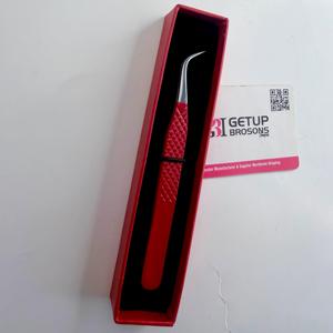 Pince à épiler pour cils GETUP BROSONS IMPEX de haute qualité, en acier inoxydable courbé, anti-magnétique, anti-statique, pointe lisse de 10 mm, poignée diamantée - Product Image 4