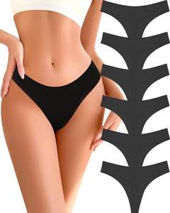 Tanga de Cintura Baja para Mujer, Suave y Refinada, Tejido Liso, Transpirable, Elástico, Cómodo para Uso Diario, Agradable al Tacto - Product Image 1