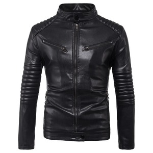 High Quality Men's Biker Pull Style Leather Jacket New Trend with Wool <b>Down</b> Canvas Fabric Embroidery Fur Pocket Decoration - Product Image 6