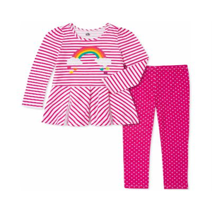 Set 2 Pezzi Kids Headquarters: Tunica Arcobaleno e Leggings a Pois per Bambine, Taglia 6X, Rosa - Per Neonate - Product Image 1