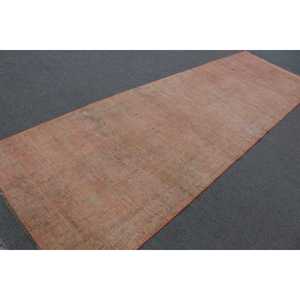Vintage Rug, Runner 3.9x12.1 ft Turkish Rug, Orange <b>Brown</b> Patchwork <b>Wool</b> Rug - Product Image 2