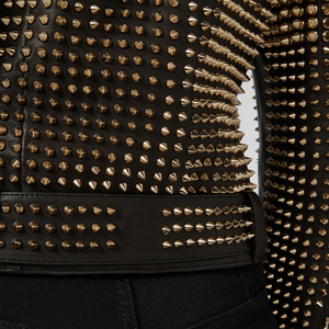 Chaqueta de cuero con tachuelas elegante de alta calidad para mujer, venta al por mayor, chaqueta de cuero genuino cálida de Invierno para mujer - Product Image 6