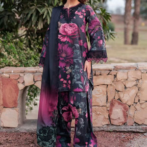 Elegante mujer de 3 piezas de diseñador de césped Salwar Kameez estilo indio paquistaní ropa informal ligera Top de invierno - Product Image 1