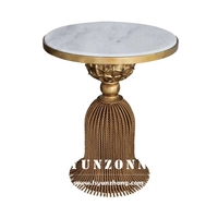 Table d'appoint ronde moderne de luxe 2025 avec design à franges, structure en cuivre durable, plateau en marbre/verre, mobilier de maison pour hôtel et salon