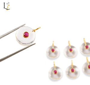 Pendentif en cristal de quartz naturel incrusté d'or vermeil, argent sterling 925, pendentifs fins, breloques pour la fabrication de bijoux, 15 mm, en vrac - Product Image 3