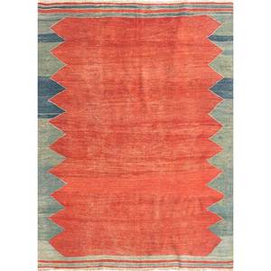 พรมขนสัตว์ลายเรขาคณิต Nayaab สีแดงและสีส้ม ทอแบบเรียบ สำหรับบ้าน ห้องนั่งเล่น ห้องโถง ห้องนอน-Paem-829 - Product Image 1