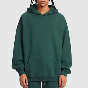 High Quality 350 GSM Cotton Thick Blank Plain Heavyweight Oversized Hoodies No <b>String</b> Unisex Custom Logo Plus Size Men's Hoodies - Product Image 1