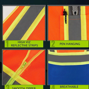 Logotipo personalizado multifunción reflectante de alta visibilidad chaleco de seguridad bolsillos al por mayor para el trabajo de construcción al aire libre chaleco de seguridad - Product Image 4