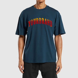 OEM/ODM Drop Shoulder Heavyweight Knitted O-Neck T-Shirt Men Custom Blank 100% Cotton 200 Grams Loose Fit Sporty Heat-Transfer - Product Image 6