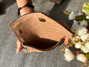 Nouveau vrai Western élégant fabriqué à la main en cuir usiné frange clair stade sacs couleur en cuir usiné changement de pièce porte-clés portefeuilles - Product Image 6