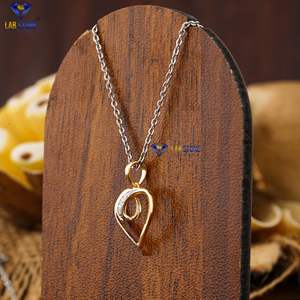 0.03 TDW Rond Diamant EF-VS couleur Or Jaune Pendentif Dainty Heartshine Diamant Pendentif par Labstone - Product Image 2