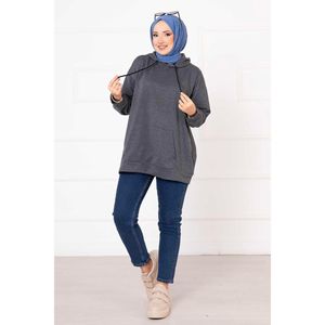 Dark <b>Grey</b> Kangaroo Pocket Hijab Women's <b>Sweatshirt</b> Comfortable Hoodies & <b>Sweatshirts</b> - Product Image 2